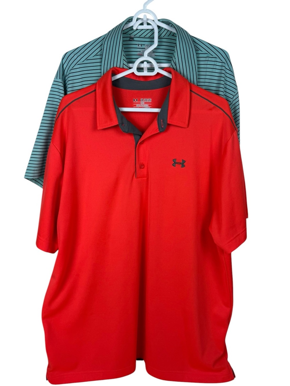 Lot of 2 Under Armour HeatGear Polo Golf Shirts Size 2XL